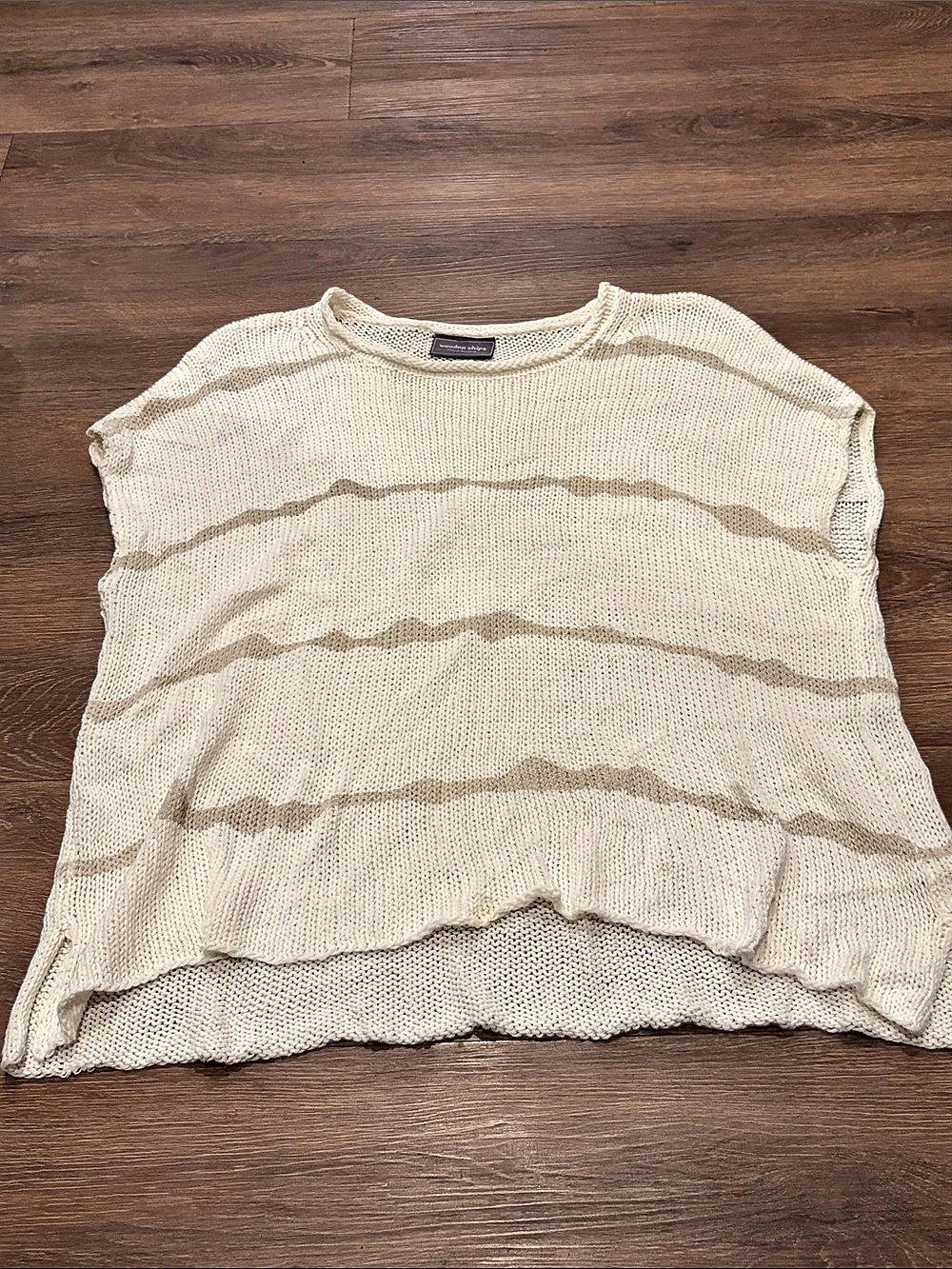 Wooden Ships Striped Knit Sweater in Cream & Brown Like New